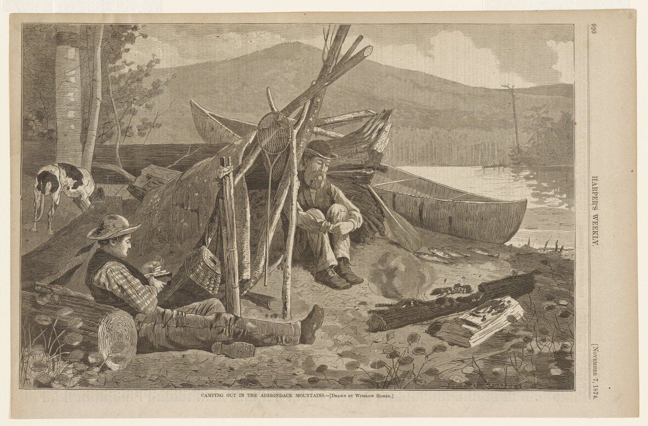 Acampada en las montañas Adirondack de Winslow Homer