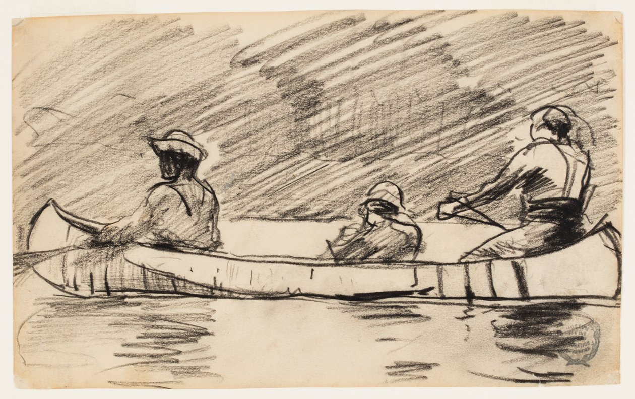 Canoa con tres hombres de Winslow Homer