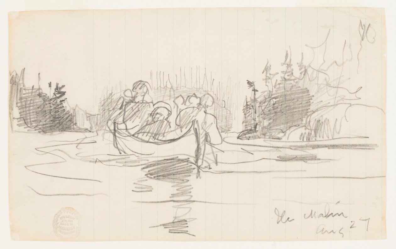 Canoa con Tres Hombres, Ile Maligne, Quebec de Winslow Homer