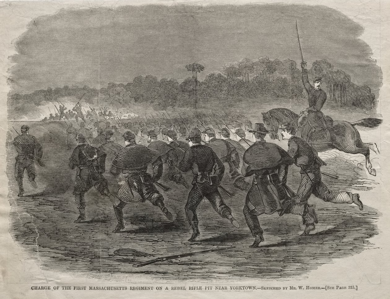 Carga del Primer Regimiento de Massachusetts contra una trinchera rebelde cerca de Yorktown de Winslow Homer