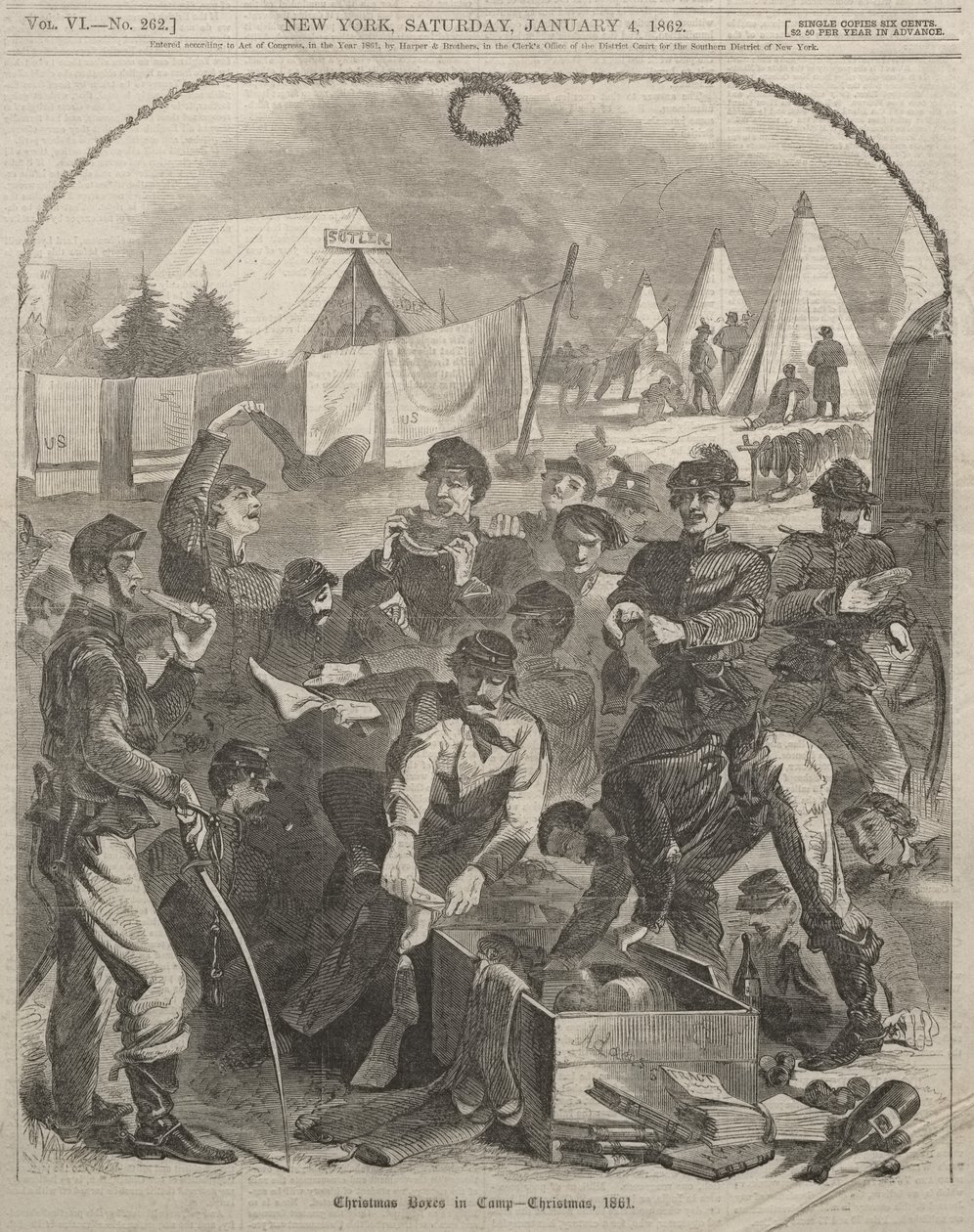 Cajas de Navidad en el campamento - Navidad de 1861 de Winslow Homer