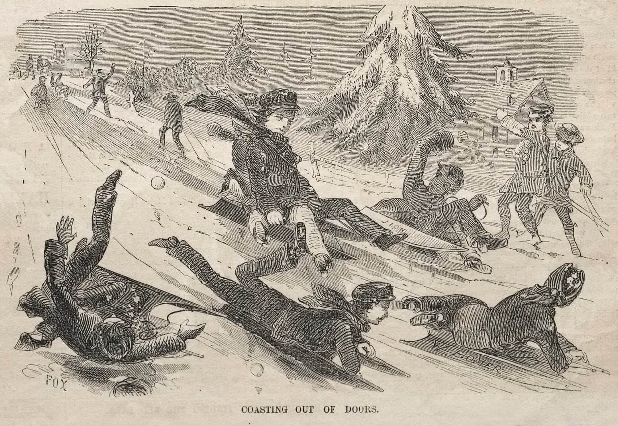 Deslizándose al Aire Libre, 1857 de Winslow Homer