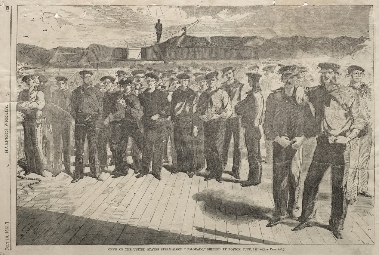 Tripulación de la corbeta de vapor estadounidense «Colorado», embarcada en Boston, junio de 1861 de Winslow Homer