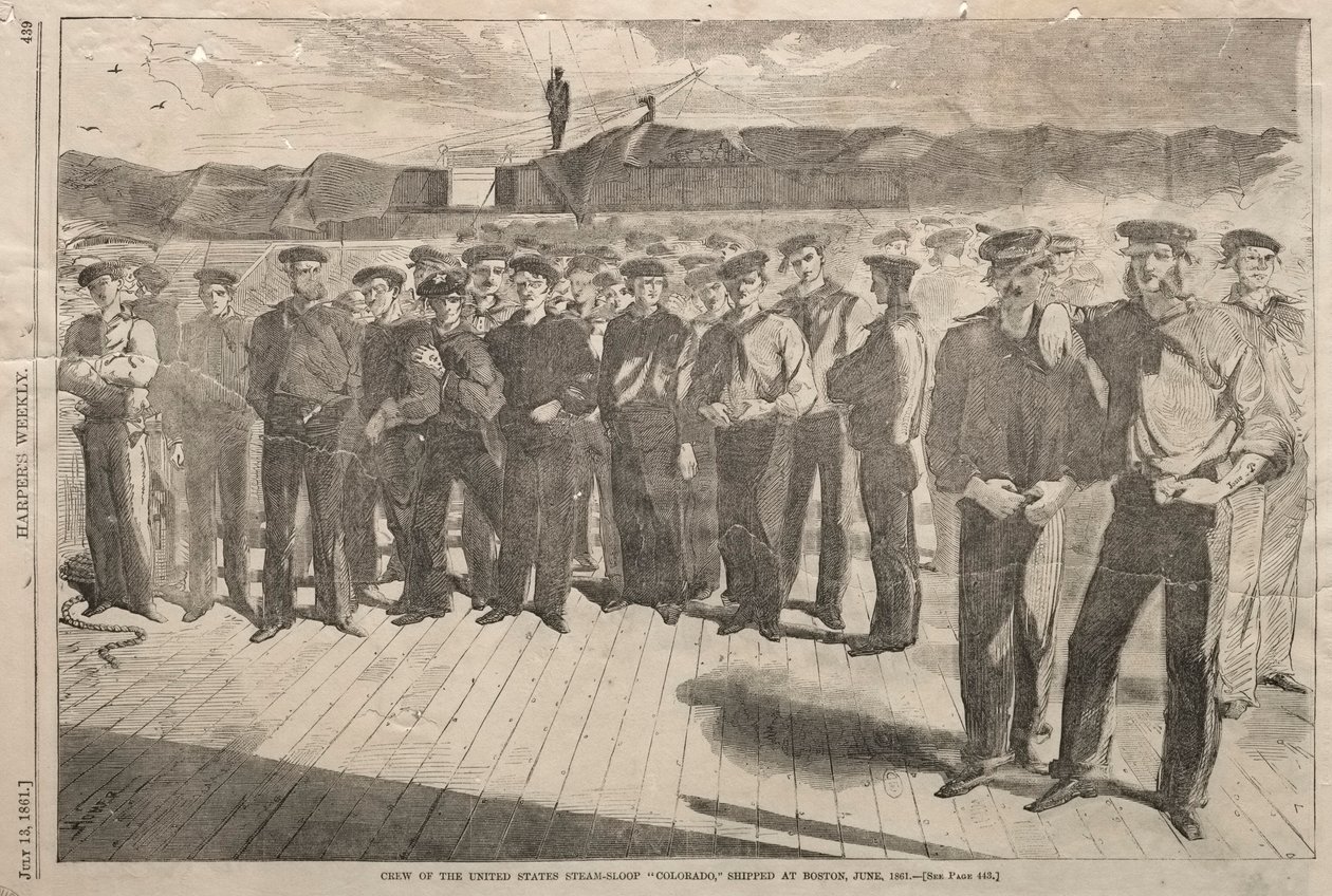 Tripulación del Vapor-Sloop de los Estados Unidos Colorado, embarcado en Boston, junio de 1861, 1861 de Winslow Homer