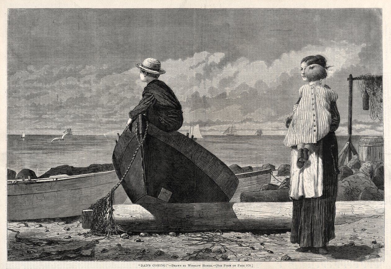 ¡Papá viene!, 1873 de Winslow Homer