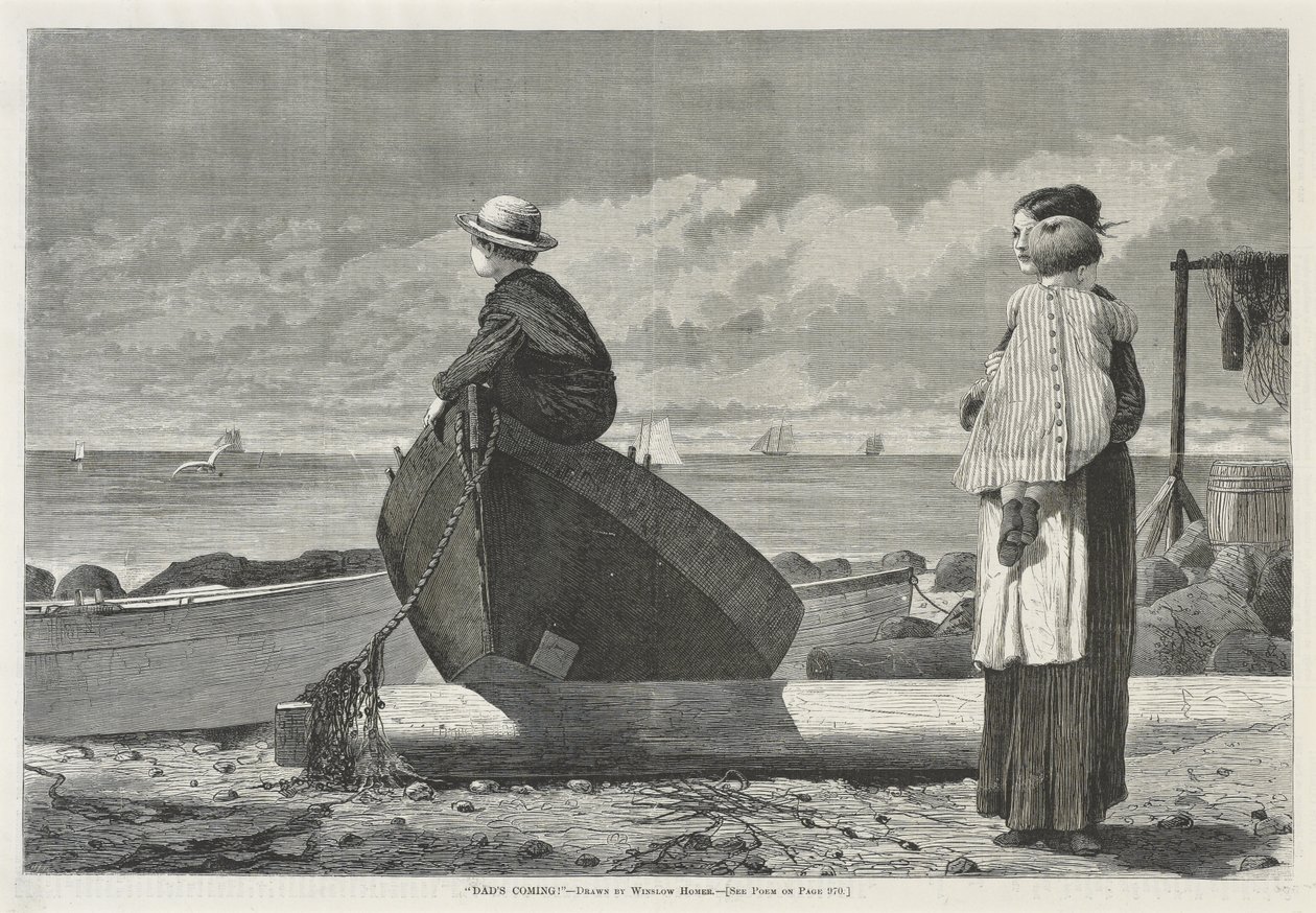 ¡Papá viene!, 1 de noviembre de 1873 de Winslow Homer