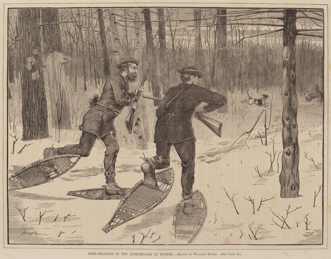 Caza de ciervos en los Adirondacks en invierno de Winslow Homer