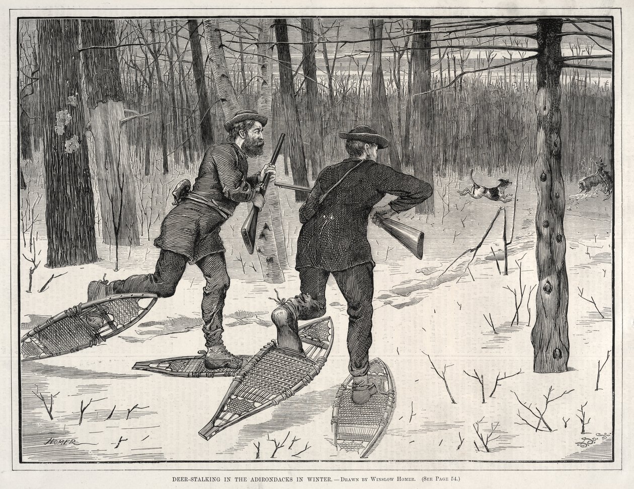 Caza al acecho del ciervo en los Adirondacks en invierno de Winslow Homer