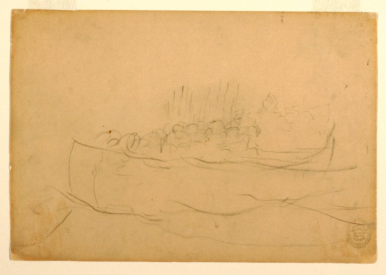 Dibujo, Un cenador lleno de hombres, 1881-82 de Winslow Homer