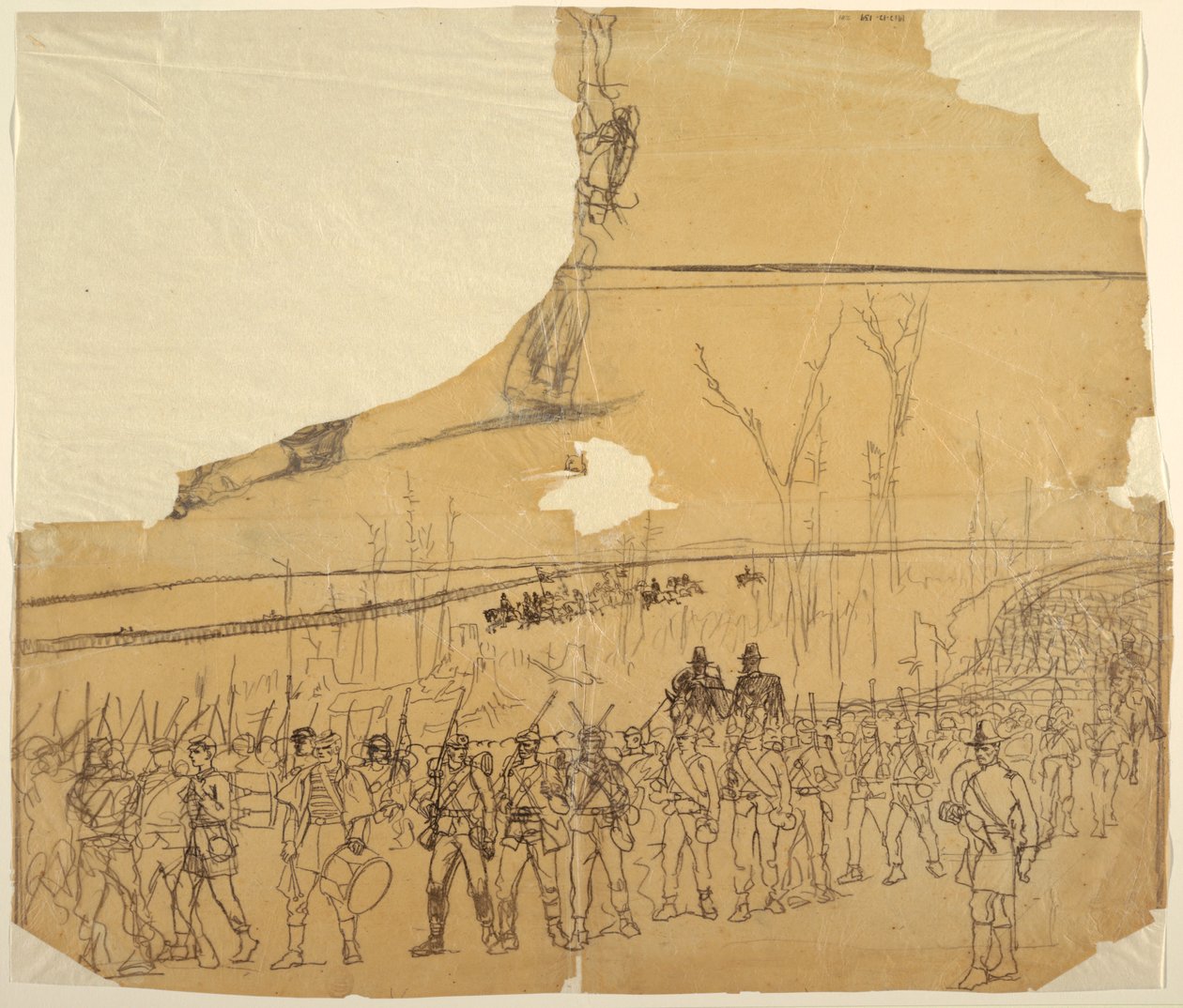 Dibujo, Una columna de infantería en marcha, 1862 de Winslow Homer