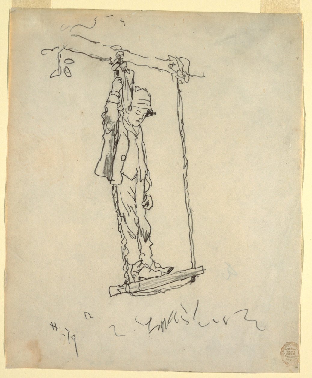 Dibujo, Niño en un columpio, 1879 de Winslow Homer
