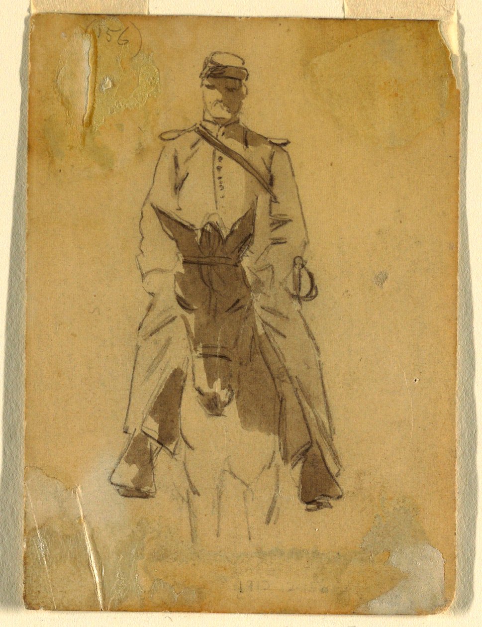 Dibujo, Oficial de caballería y la cabeza de su caballo, 1862 de Winslow Homer