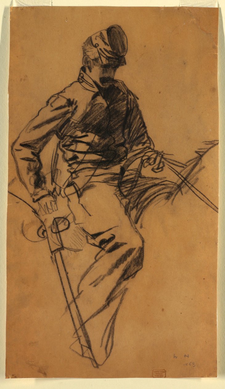 Dibujo, Soldado de caballería a caballo, 1863 de Winslow Homer