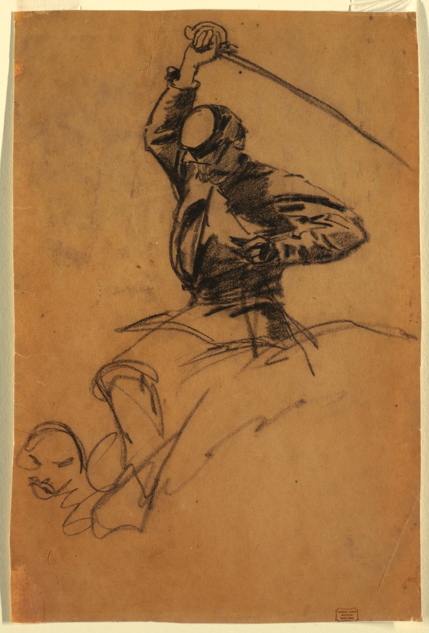 Dibujo, Soldado de caballería con espada a caballo, 1863 de Winslow Homer