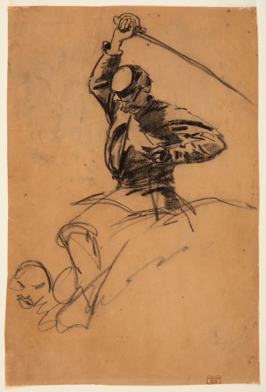 Dibujo, Soldado de caballería con espada a caballo, 1863 de Winslow Homer