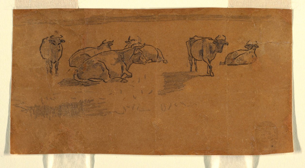 Dibujo, Vacas en un prado, ca. 1872 de Winslow Homer