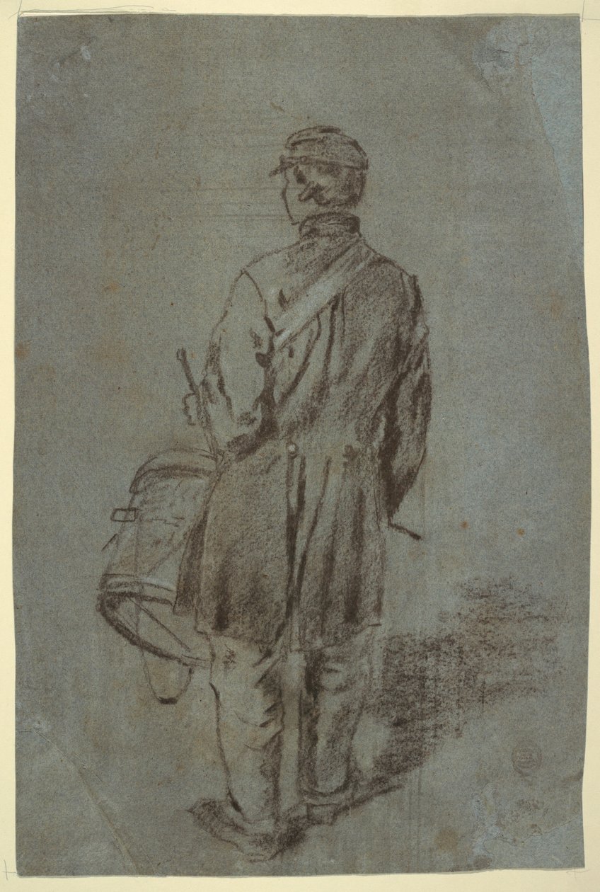 Dibujo, Tamborilero visto de espaldas, probablemente 1864 de Winslow Homer