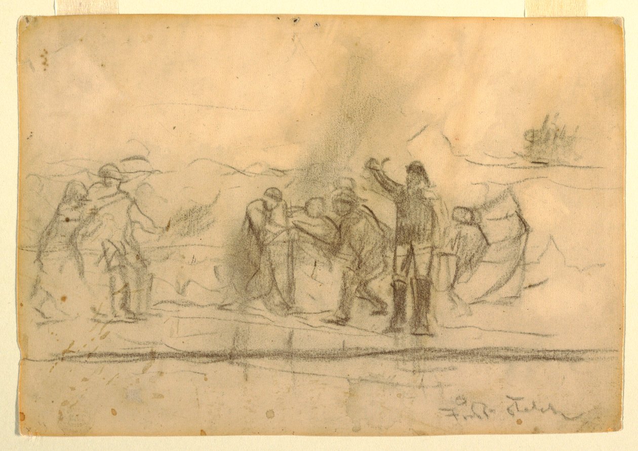 Dibujo, Primer boceto para "El naufragio", 1885-86 de Winslow Homer
