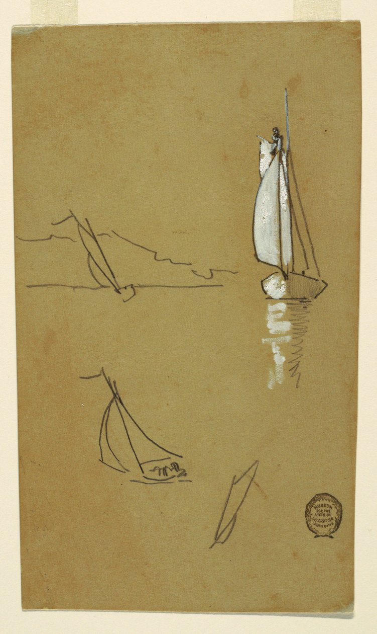 Dibujo, Cuatro bocetos de balandros, 1880 de Winslow Homer
