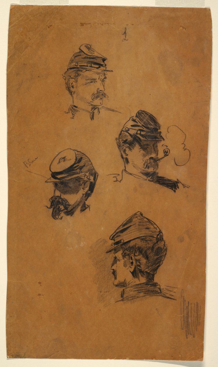 Dibujo, Cuatro estudios de soldados, ca. 1863 de Winslow Homer