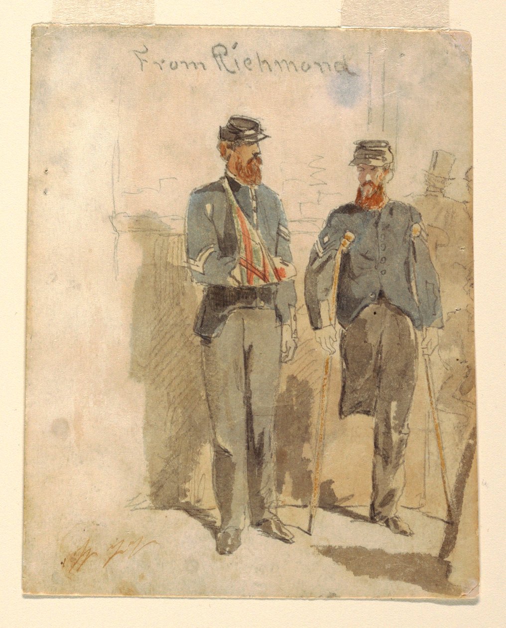 Dibujo, "Desde Richmond"; Dos soldados heridos, 1862 de Winslow Homer