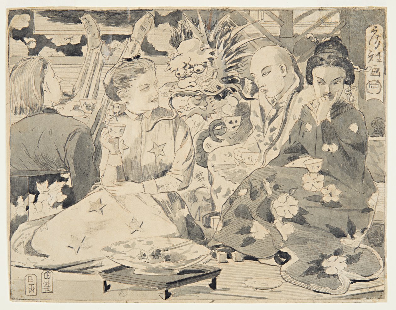Dibujo, Fiesta Internacional del Té, ca. 1867 de Winslow Homer