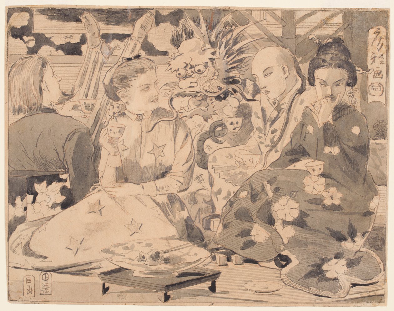 Dibujo, Fiesta Internacional del Té, ca. 1867 de Winslow Homer
