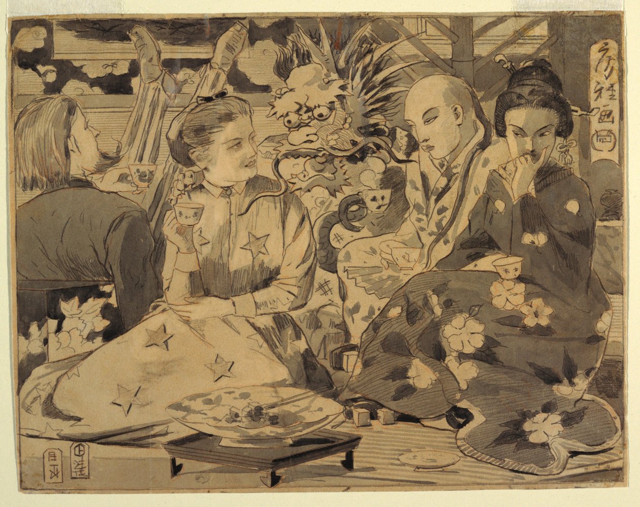Dibujo, Fiesta Internacional del Té, ca. 1867 de Winslow Homer