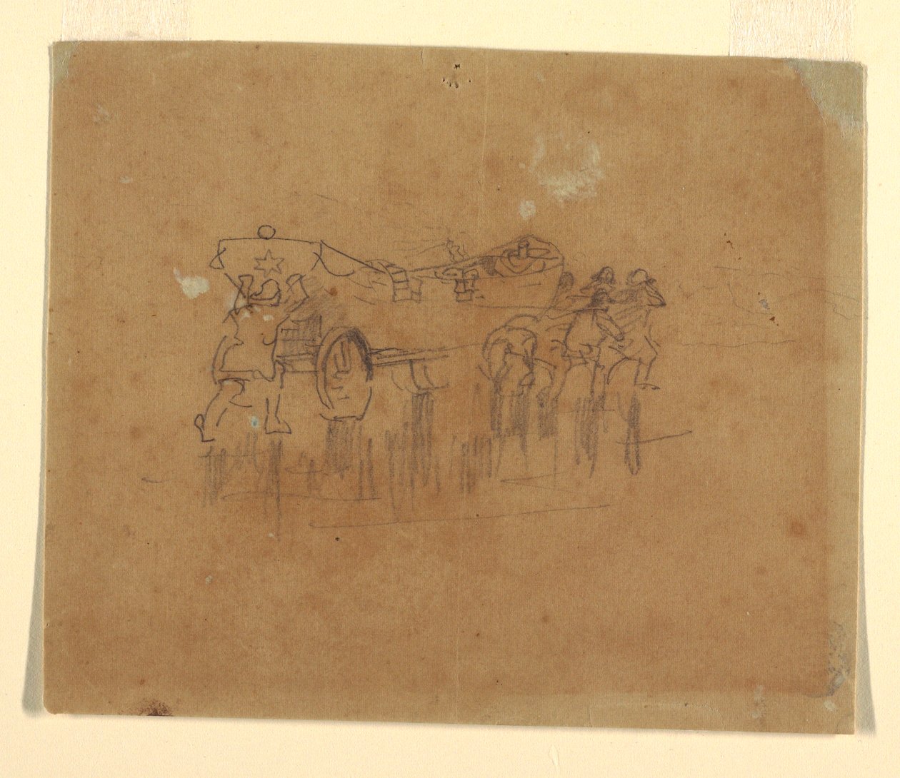 Dibujo, Lifeboat with Carriage (Estudio para "The Wreck", óleo fechado en 1896, Carnegie Institute, Pittsburgh, PA), 1895-96 [o posiblemente 1881]. de Winslow Homer