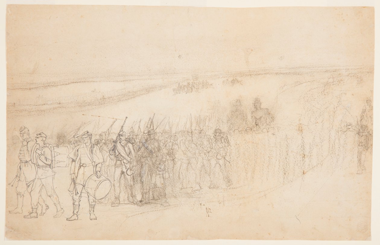 Dibujo, Columna de infantería en marcha, ca. 1862 de Winslow Homer
