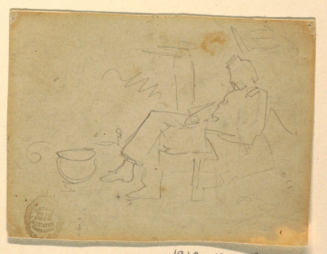 Dibujo, Soldado sentado, 1862 de Winslow Homer