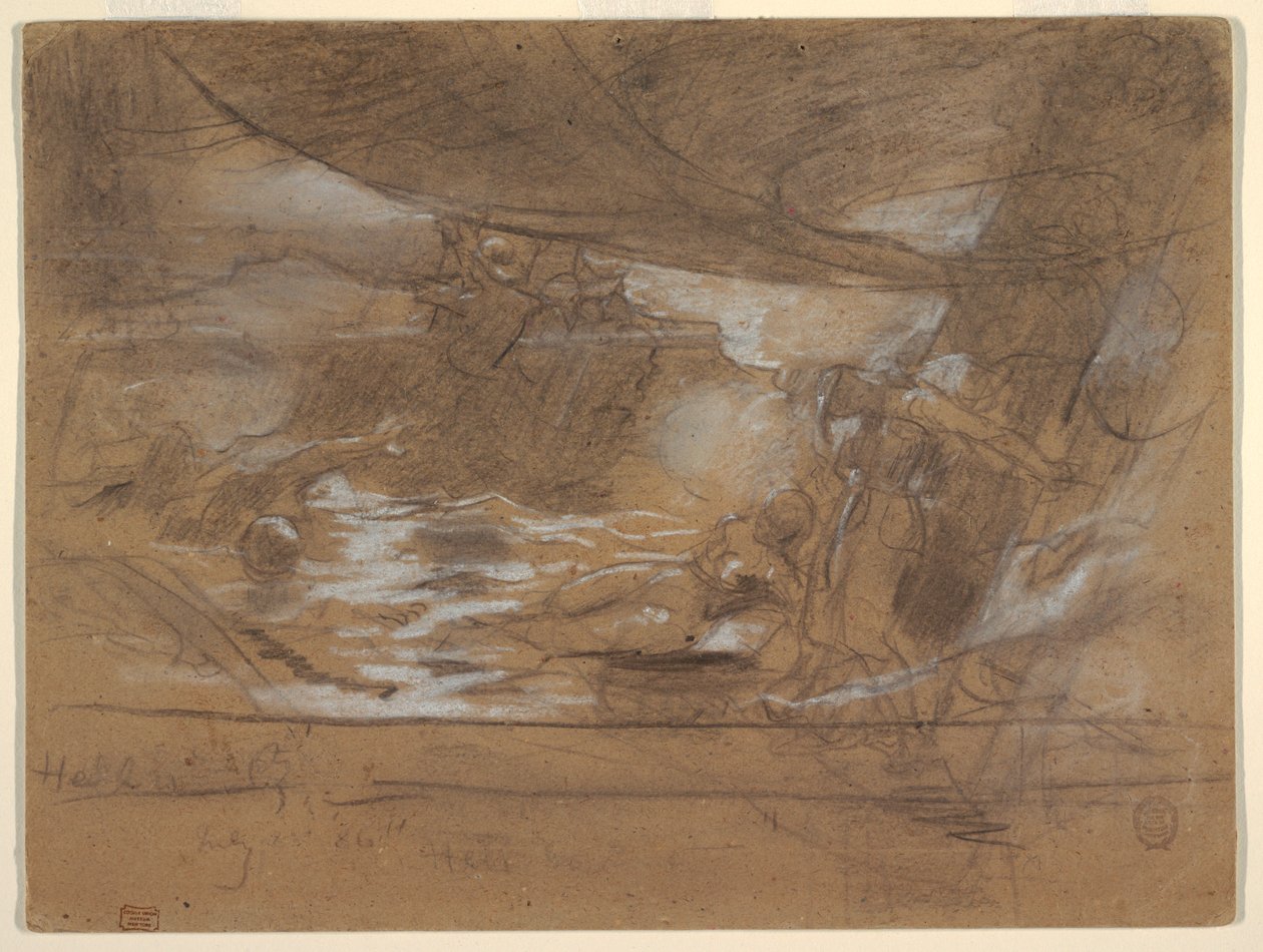 Dibujo, Cubierta de barco con dos mujeres, posiblemente 15 de julio de 1886 de Winslow Homer