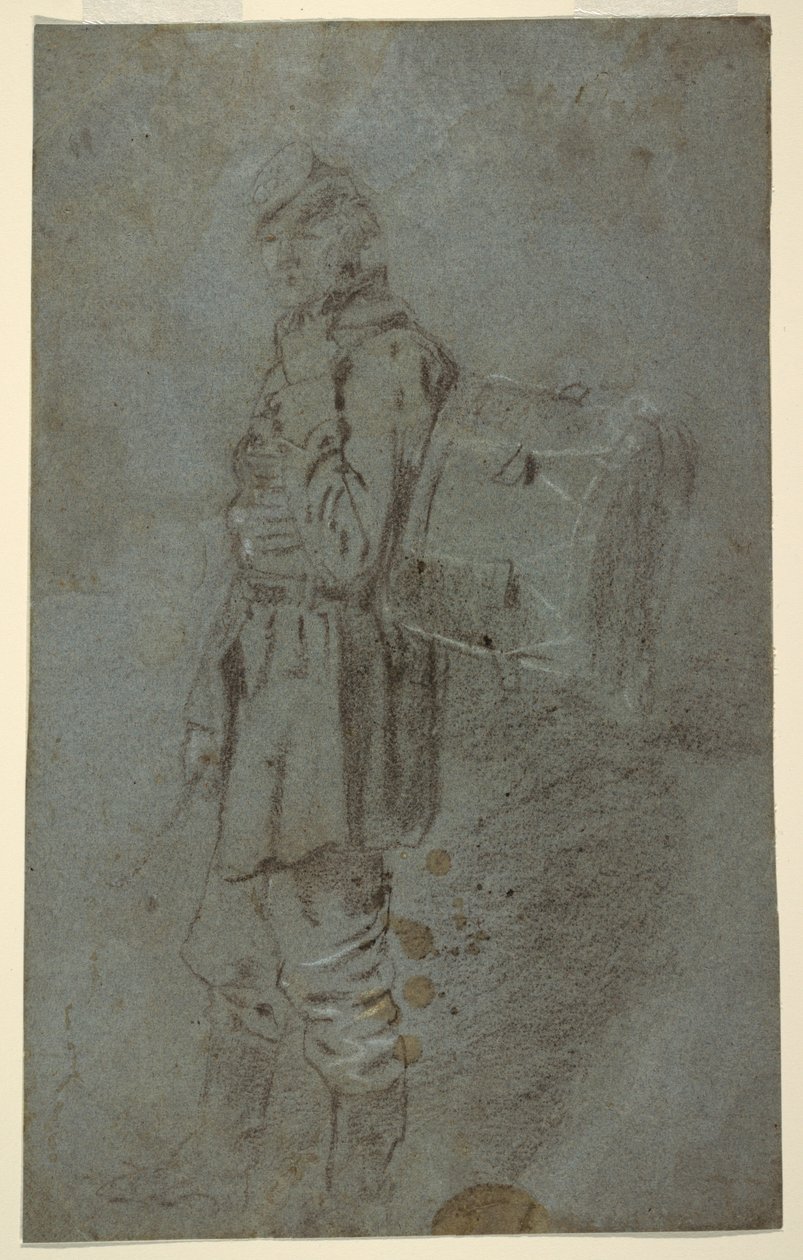 Dibujo, Vista lateral de un tamborilero, ca. 1864 de Winslow Homer