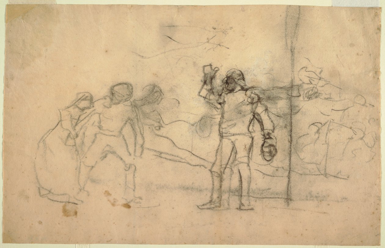 Dibujo, Boceto para "El naufragio", óleo fechado en 1896 en el Instituto Carnegie, Pittsburgh, PA, 1881 de Winslow Homer