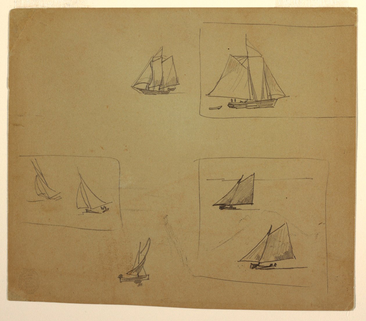Dibujo, Bocetos de veleros, 1881-82 de Winslow Homer