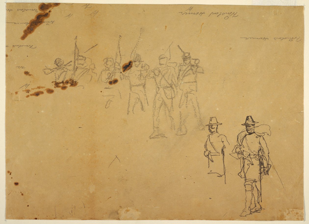 Dibujo, Bocetos de Figuras de Infantería Individuales y Firmas de Práctica, 1862 de Winslow Homer
