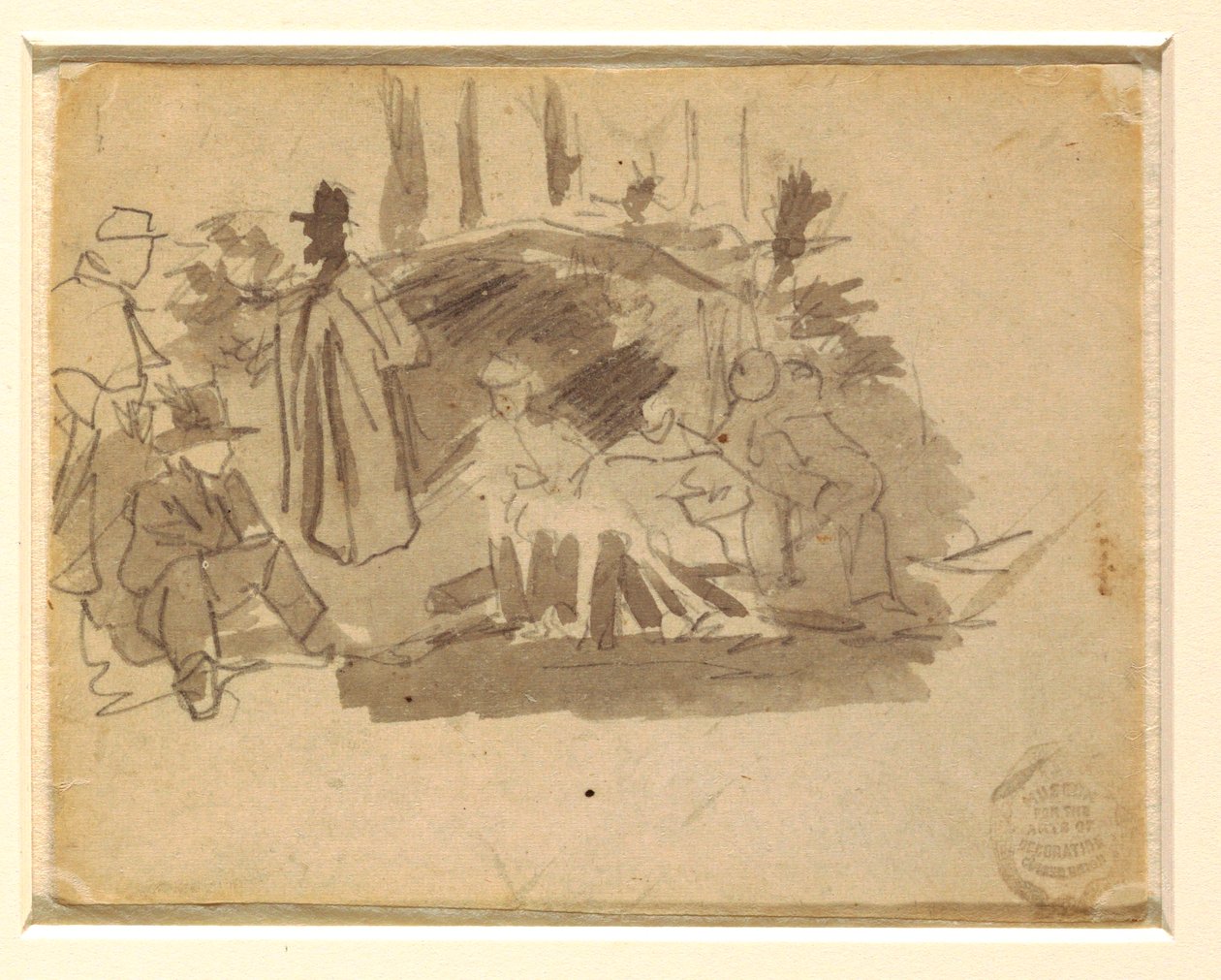 Dibujo, Soldados acampando, 1862 de Winslow Homer