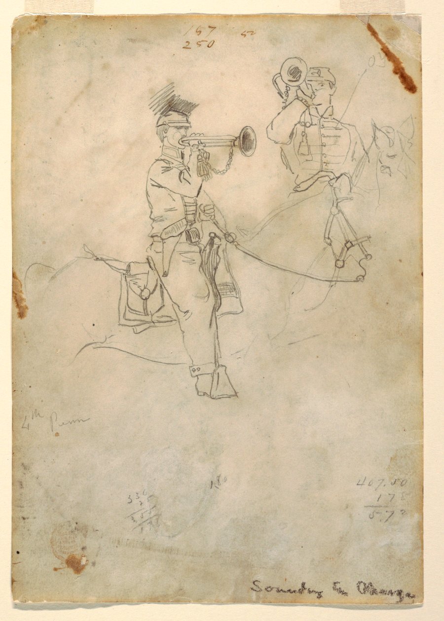 Dibujo, Toque de carga, ca. 1862 de Winslow Homer