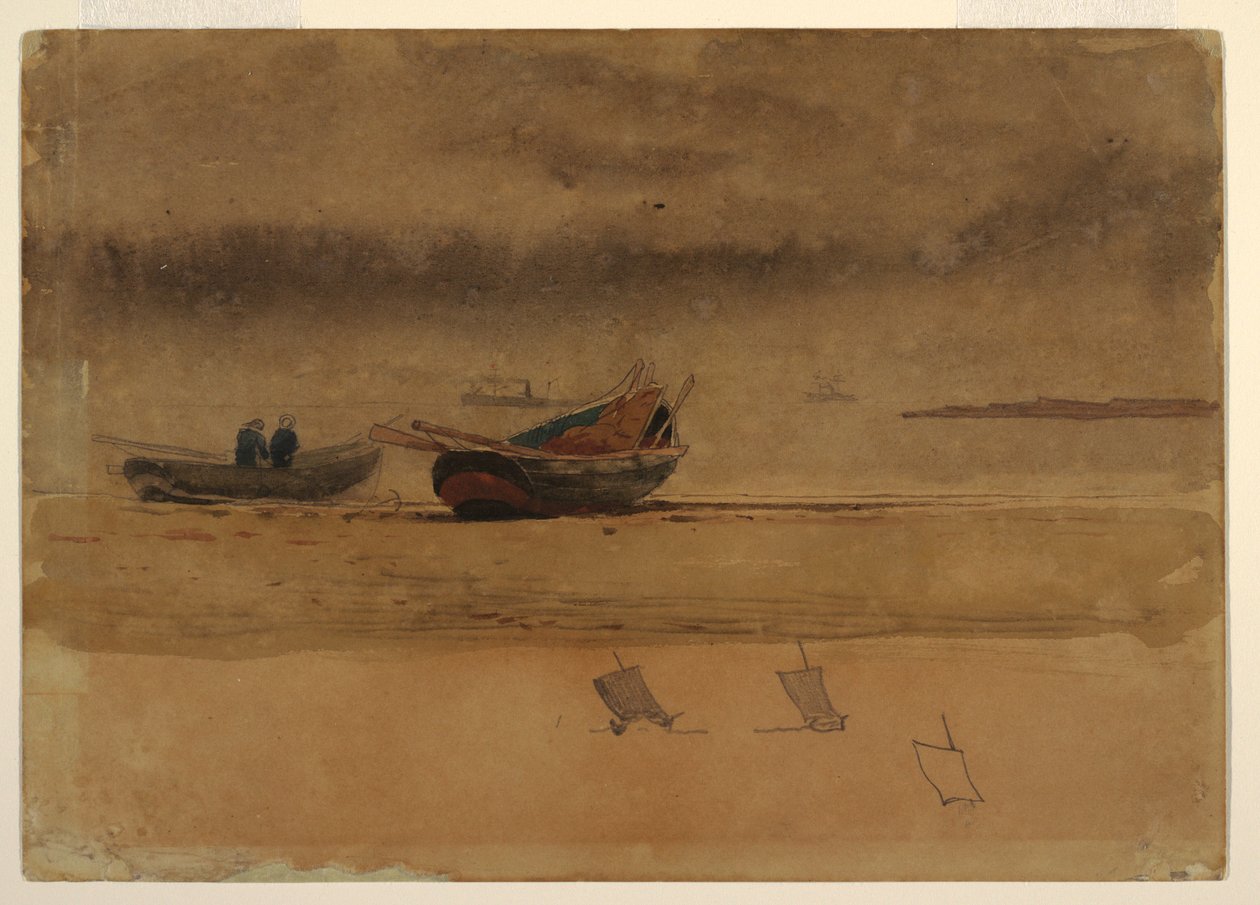Dibujo, Vista de popa de dos botes de remos, Inglaterra, 1881-82 de Winslow Homer
