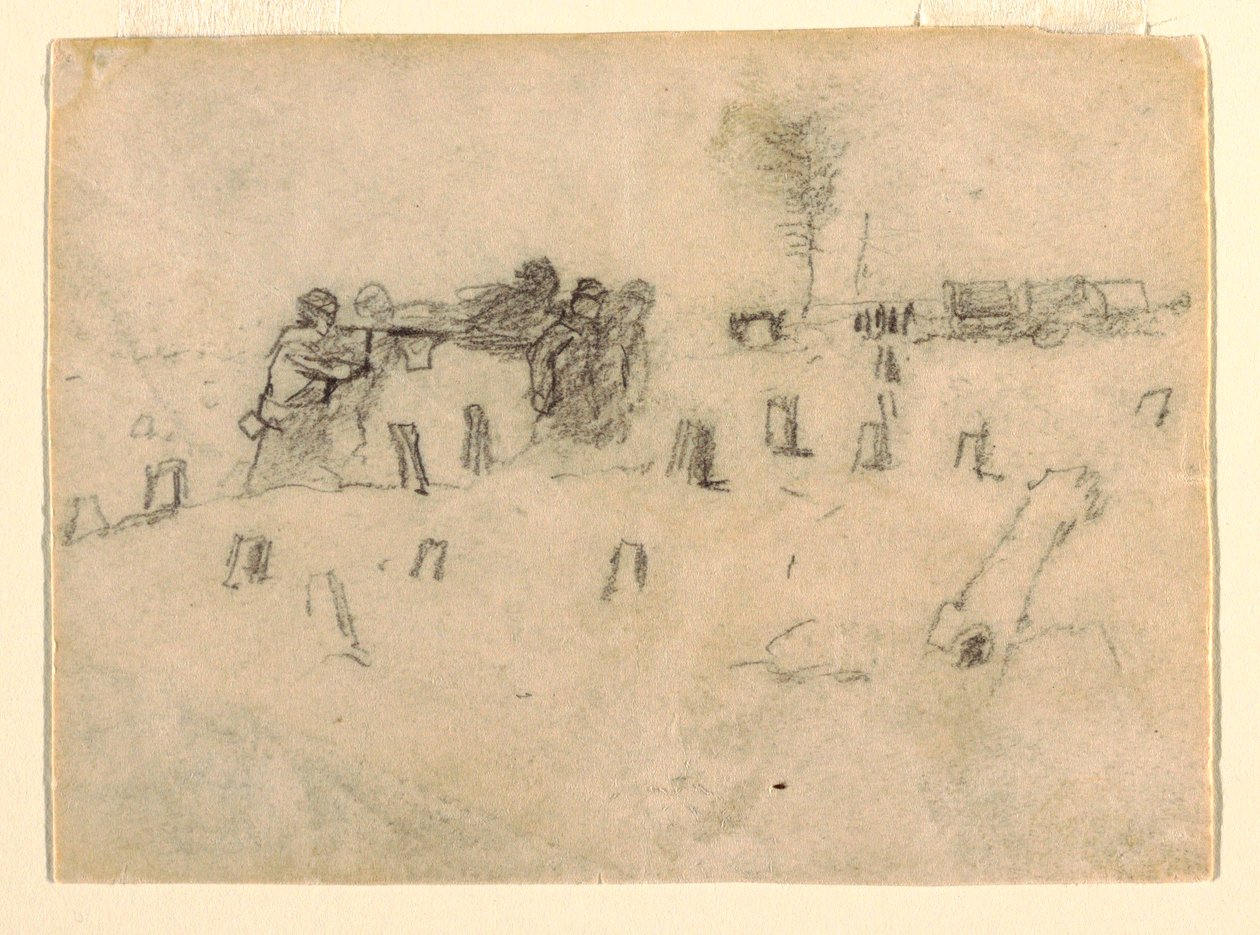 Dibujo, camilleros llevando a un soldado, probablemente 1862 de Winslow Homer