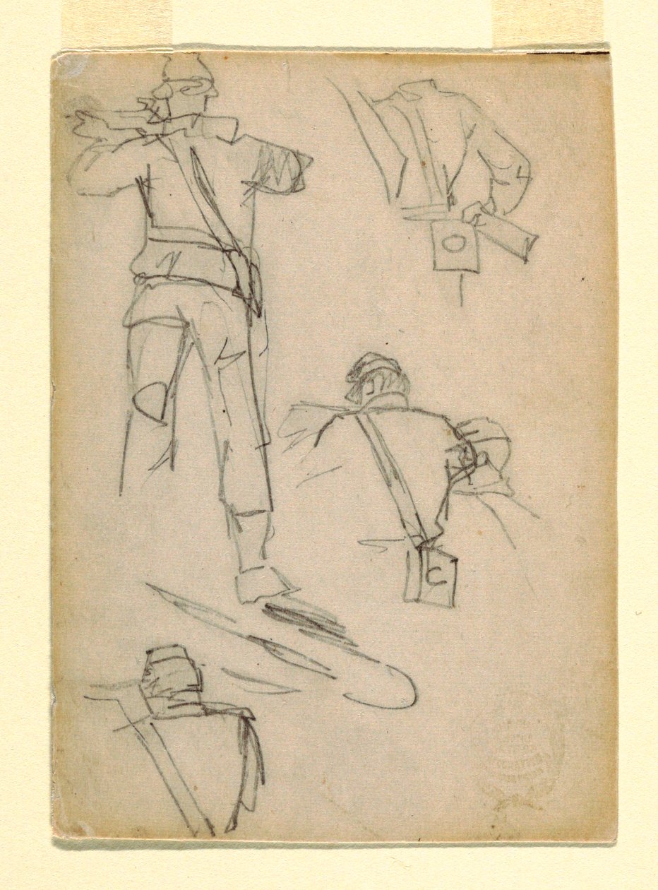 Dibujo, Estudios de soldados apuntando, 1862 de Winslow Homer