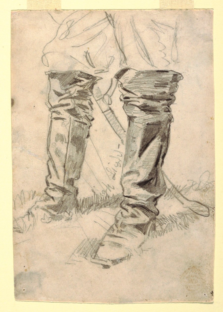 Dibujo, Estudio de botas de oficial de caballería, 1862-64 de Winslow Homer