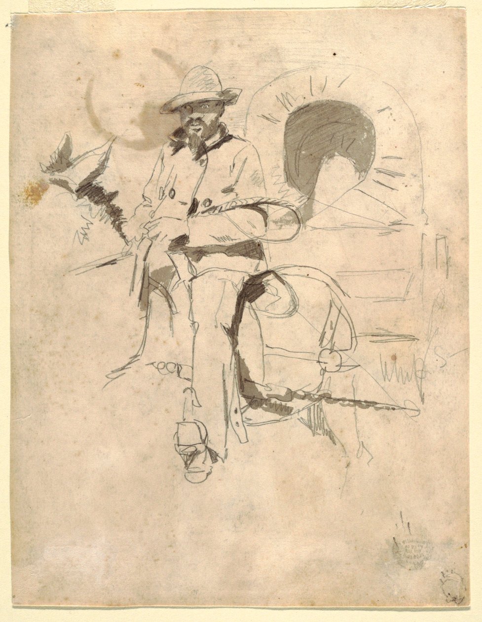 Dibujo, Estudio de un camionero afroamericano, ca. 1864 de Winslow Homer