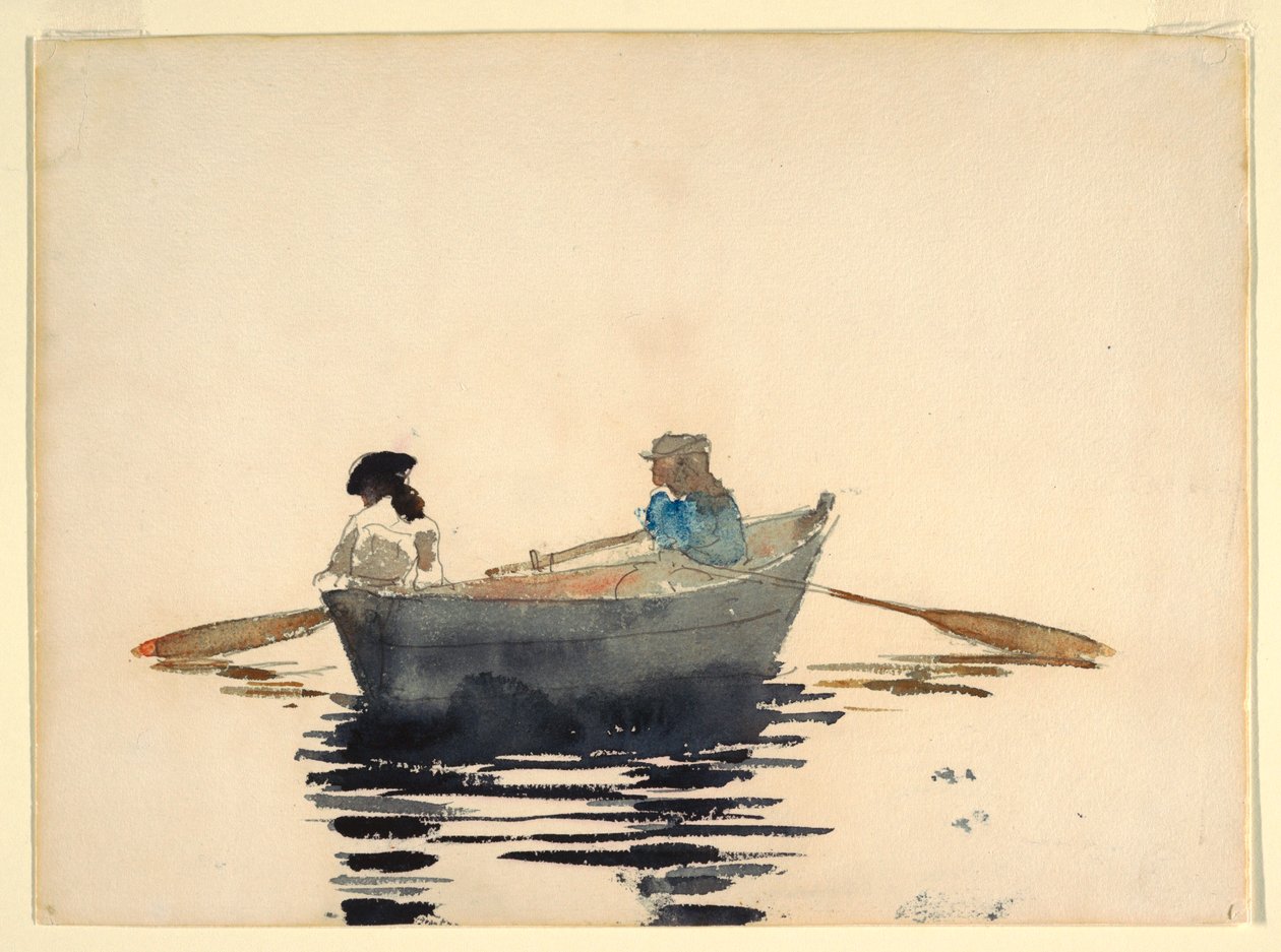 Dibujo, Dos niñas en un bote de remos, 1876-80 de Winslow Homer