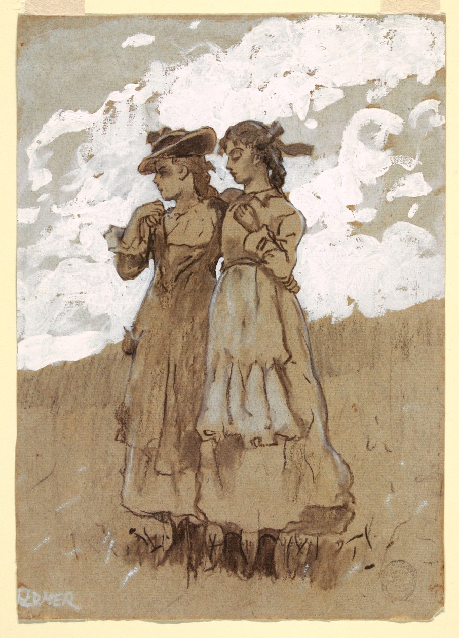 Dibujo, Dos jovencitas, 1878-79 de Winslow Homer