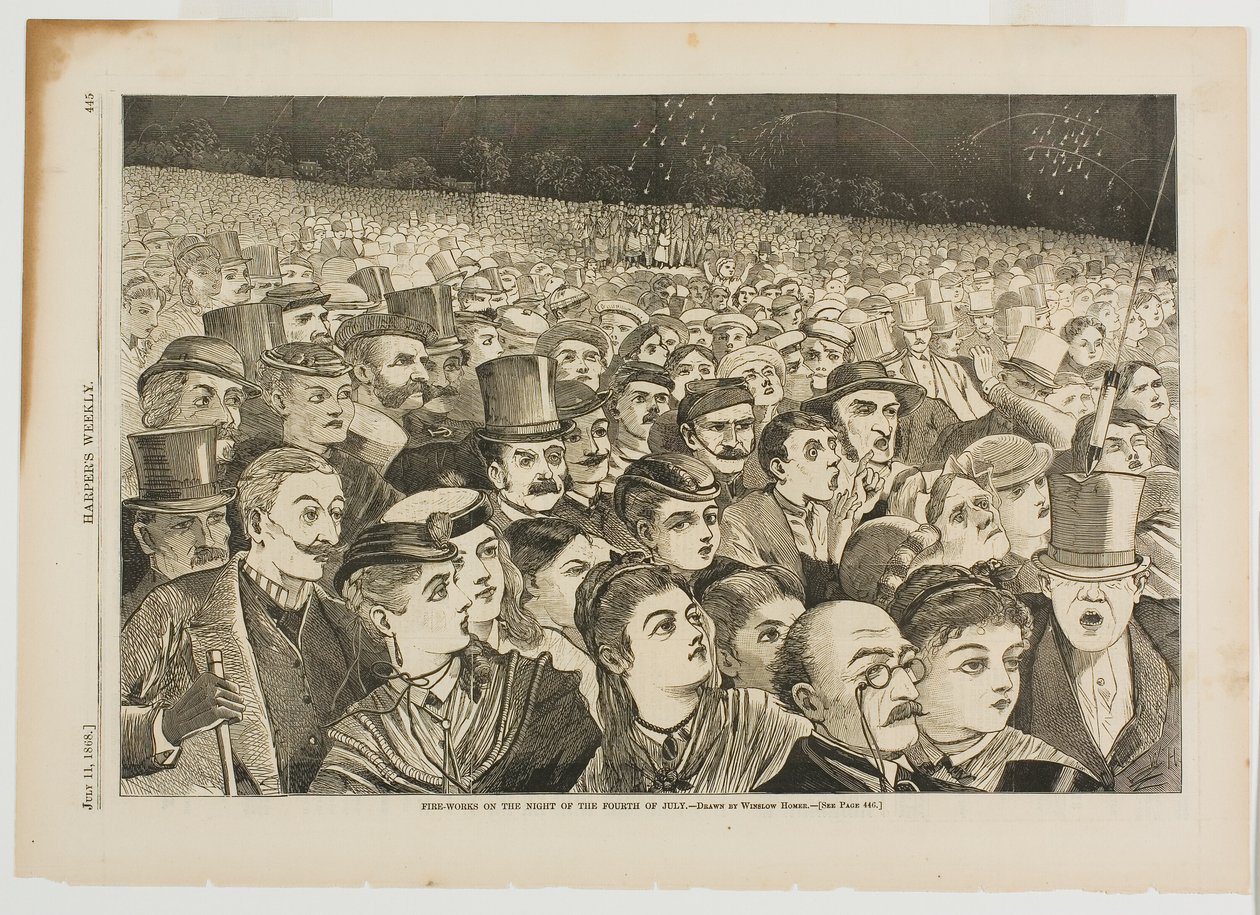 Fuegos artificiales en la noche del 4 de julio de Winslow Homer