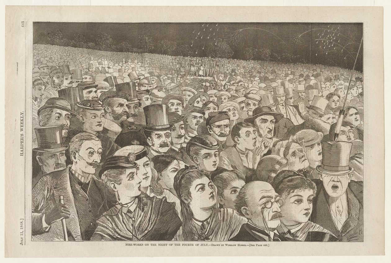 Fuegos artificiales en la noche del Cuatro de Julio de Winslow Homer