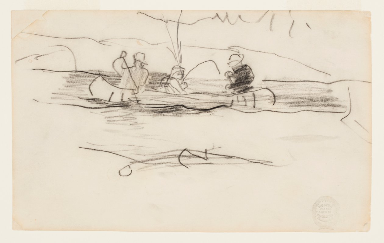 Pescador y dos hombres más en una canoa de Winslow Homer