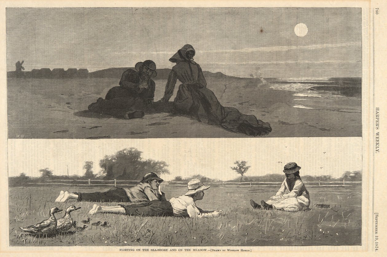 Flirting on the Sea-Shore and on the Meadow, de Harper de Winslow Homer