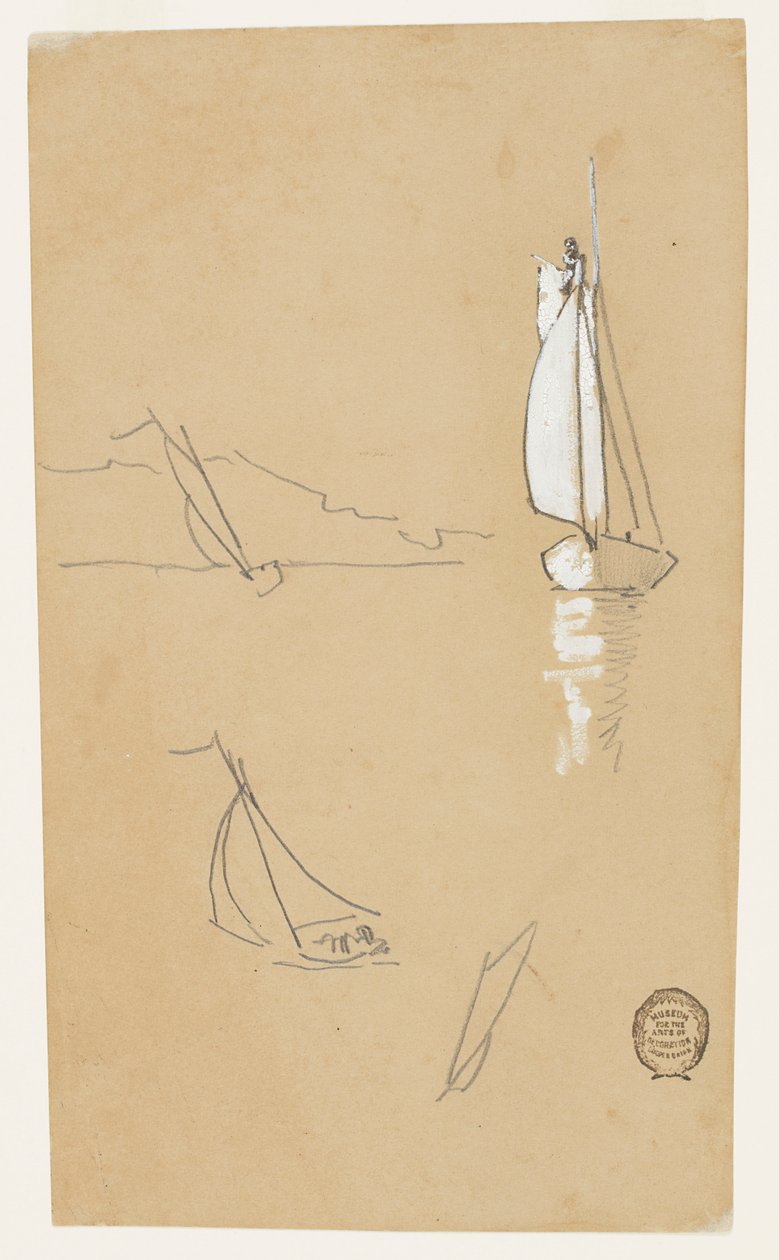 Cuatro bocetos de balandros de Winslow Homer